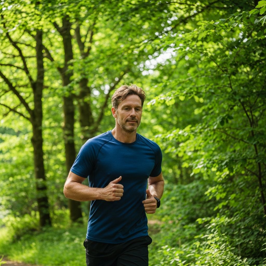 Pria dewasa berolahraga di alam